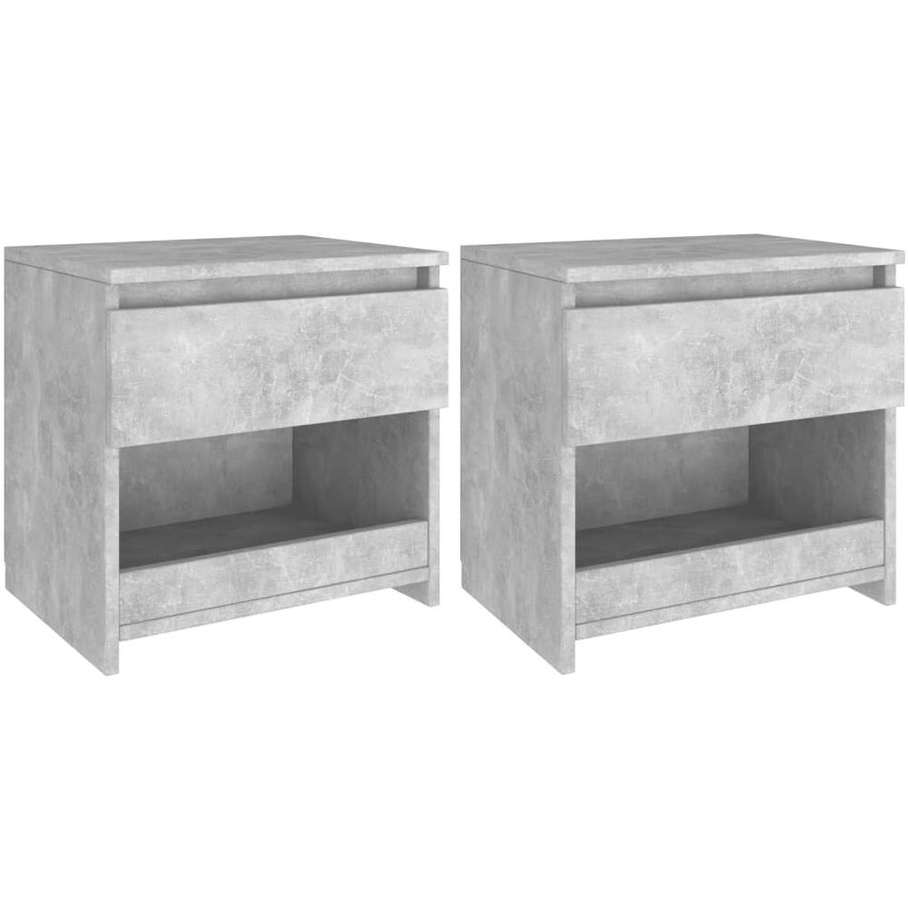 Comodini 2pz Grigio Cemento 40x30x39 cm in Legno Multistrato - Foto 1