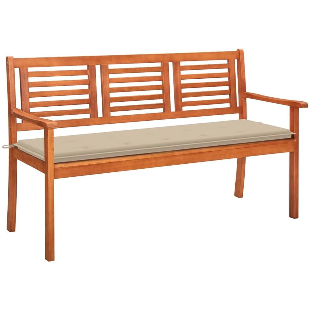 Panchina da Giardino 3 Posti e Cuscino 150cm Massello Eucalipto - Foto 1