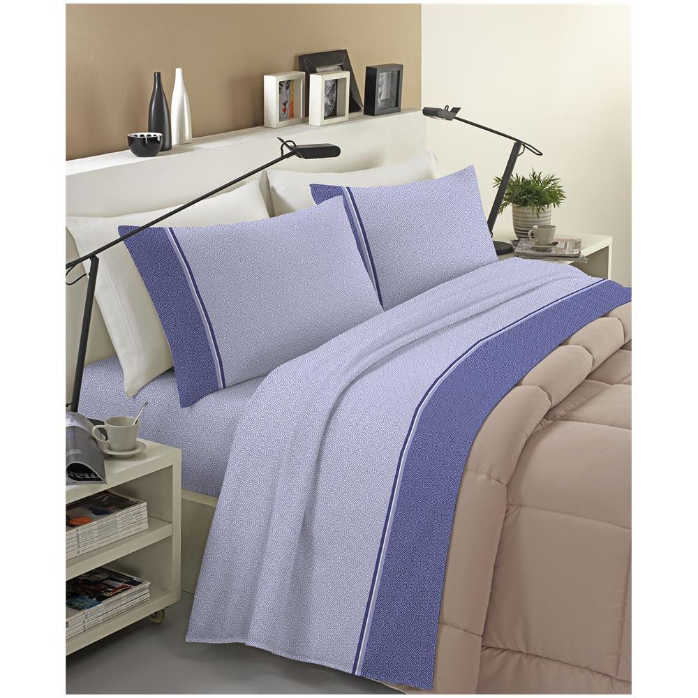 Set Completo Lenzuolo In Flanella Anti-pilling 100% Cotone Francese - Ida Blu - Foto 1