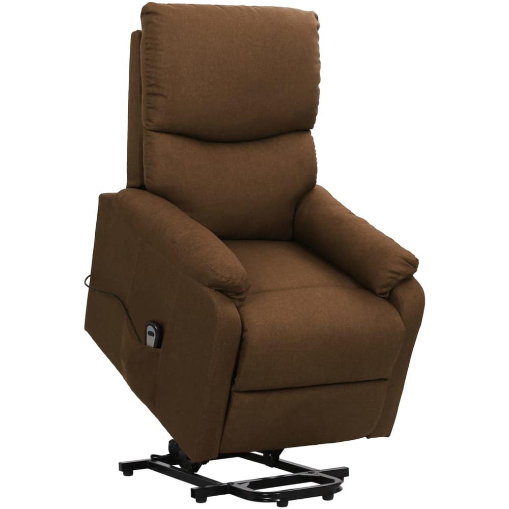 Poltrona Alzapersona Reclinabile Marrone In Tessuto - Foto 1