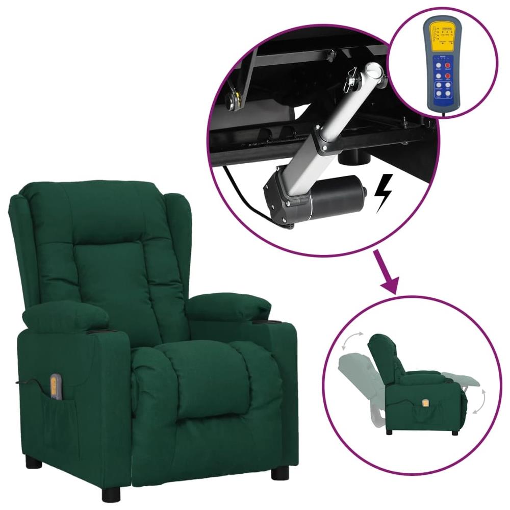 Poltrona Alzapersona Massaggiante Verde Scuro in Tessuto - Foto 1