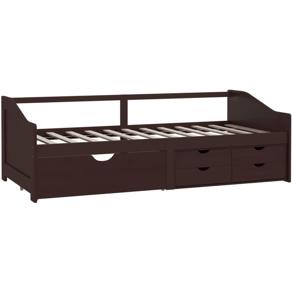 Divano Letto 3 Posti E Cassetti Marrone Scuro In Pino 90x200cm - Foto 3