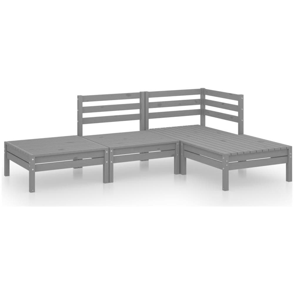 Set Divani da Giardino 4 pz Grigio in Legno Massello di Pino - Foto 2