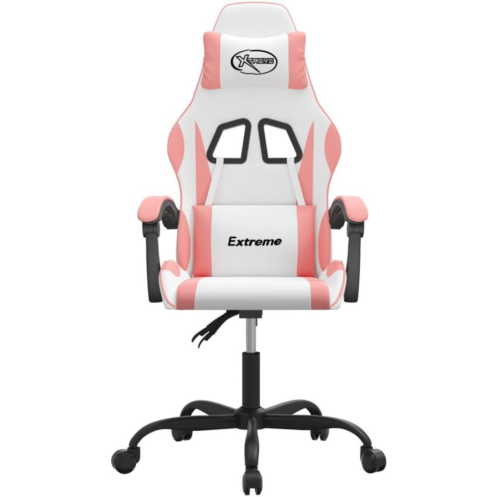 Sedia da Gaming Girevole Bianco e Rosa in Similpelle - Foto 3