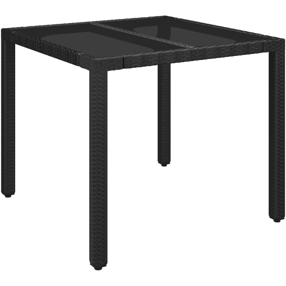 Tavolo Da Giardino Piano In Vetro Nero 90x90x75 Cm Polyrattan - Foto 2