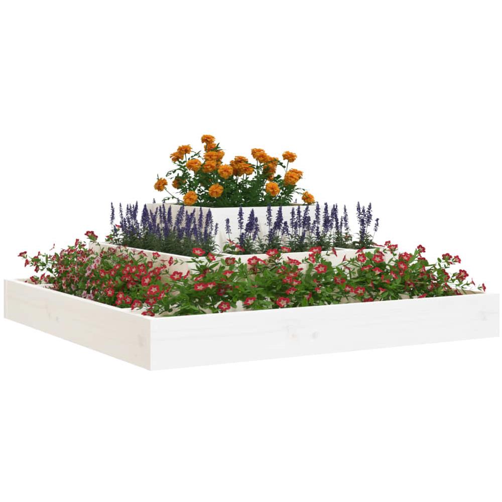 Fioriera Bianca 80x80x27 Cm In Legno Massello Di Pino - Foto 2