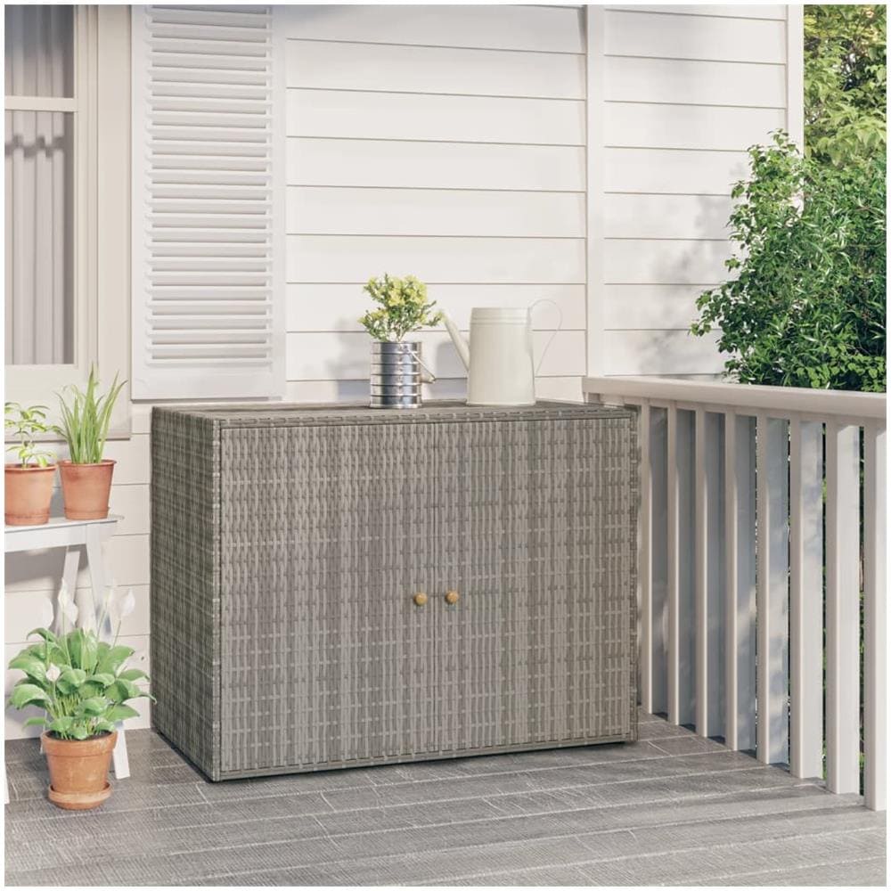 Mobile Portaoggetti da Giardino Grigio 100x55,5x80cm Polyrattan - Foto 1