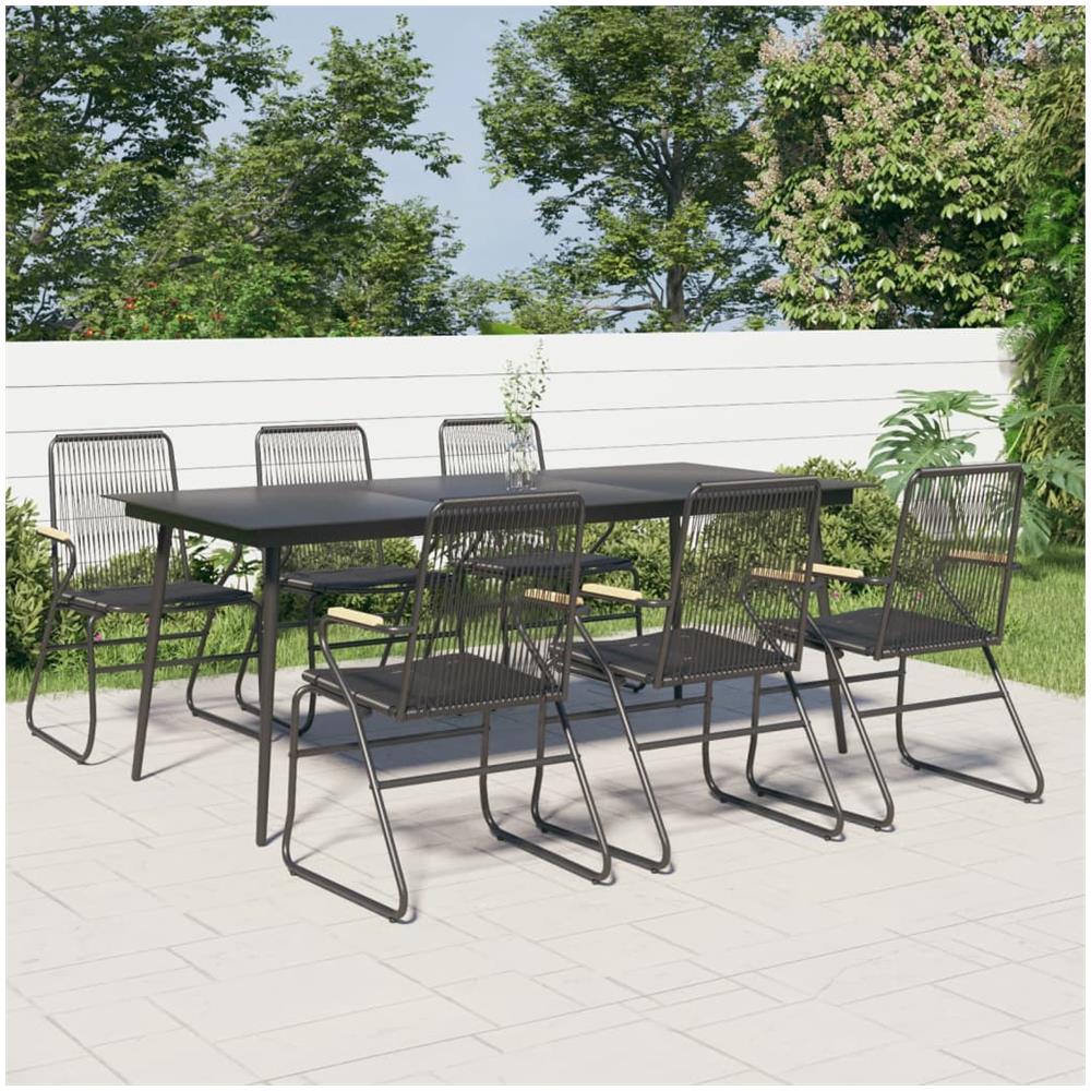 Set Da Giardino 5 Pezzi In Textilene Nero - Tavolo E 4 Sedie Pieghevoli Con Vetro Temperato - Foto 3