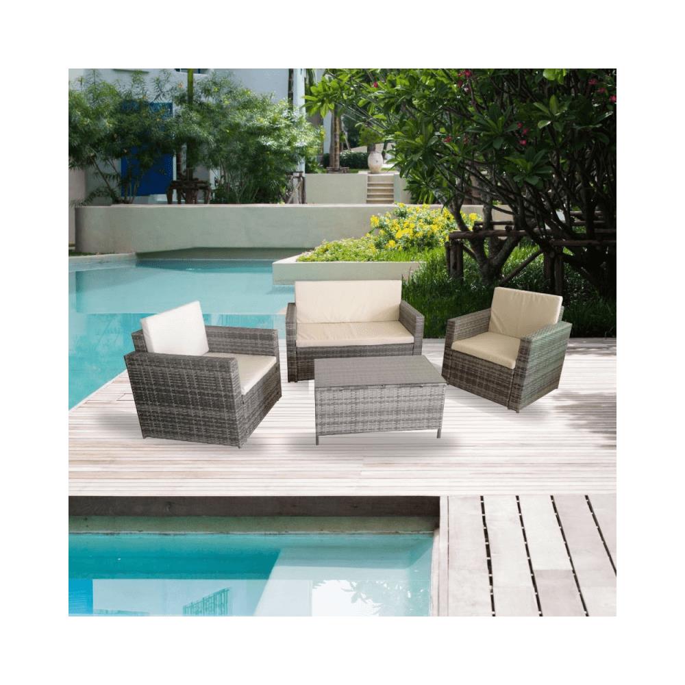 Salotto Da Giardino Wrs066g Rattan Grigio Wrs066g - Foto 1