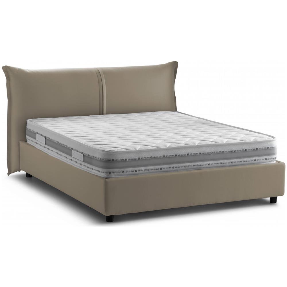Letto Matrimoniale Brunetta, Letto Contenitore Con Rivestimento In Tessuto, 100% Made In Italy, Apertura Frontale, Adatto Per Materasso Cm 160x190, Tortora - Foto 4