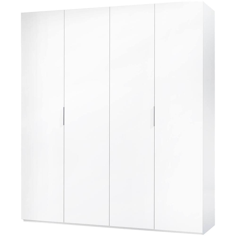 Guardaroba Knoxville, Armadio Per Camera Da Letto A 4 Ante Battenti, Mobile Con 2 Ripiani E Barra Appendiabiti, 180x52h200 Cm, Bianco - Foto 2