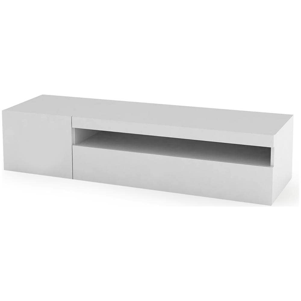 Mobile Porta Tv Roberto, Credenza Bassa Da Soggiorno A 2 Ante, Base Porta Tv, 100% Made In Italy, Cm 150x40h37, Bianco Lucido - Foto 2