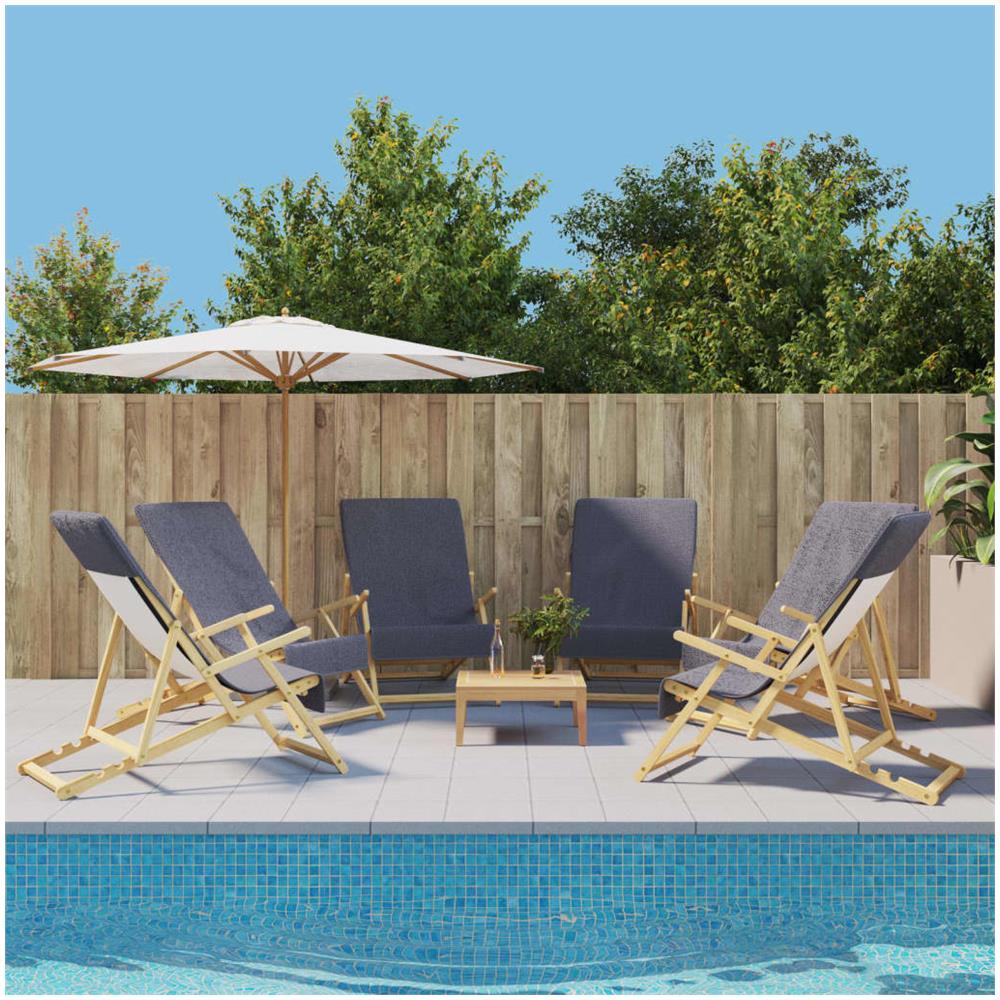 Asciugamani Da Spiaggia 6pz Antracite 60x135 Cm Tessuto 400 Gsm - Foto 1