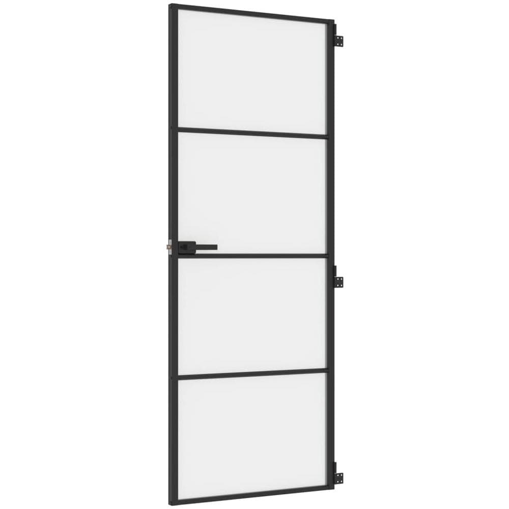 Porta Per Interni Nera 76x201,5cm Vetro Temperato E Alluminio - Foto 2