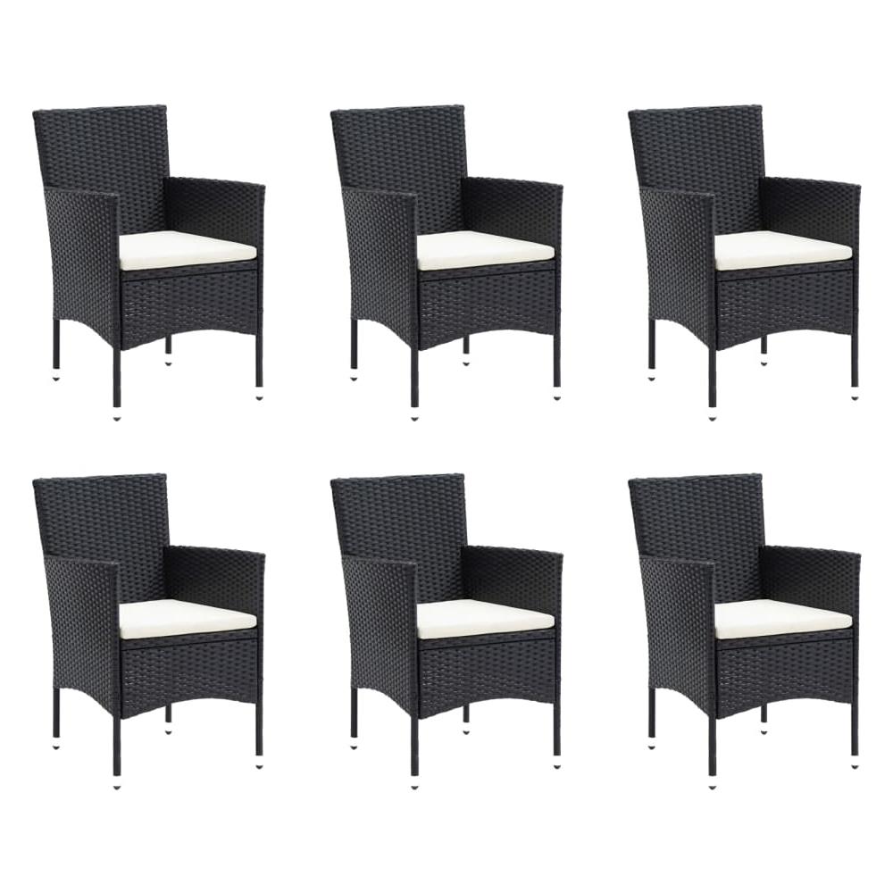 Set Da Pranzo Per Giardino 7 Pz Con Cuscini Polyrattan Nero - Foto 2