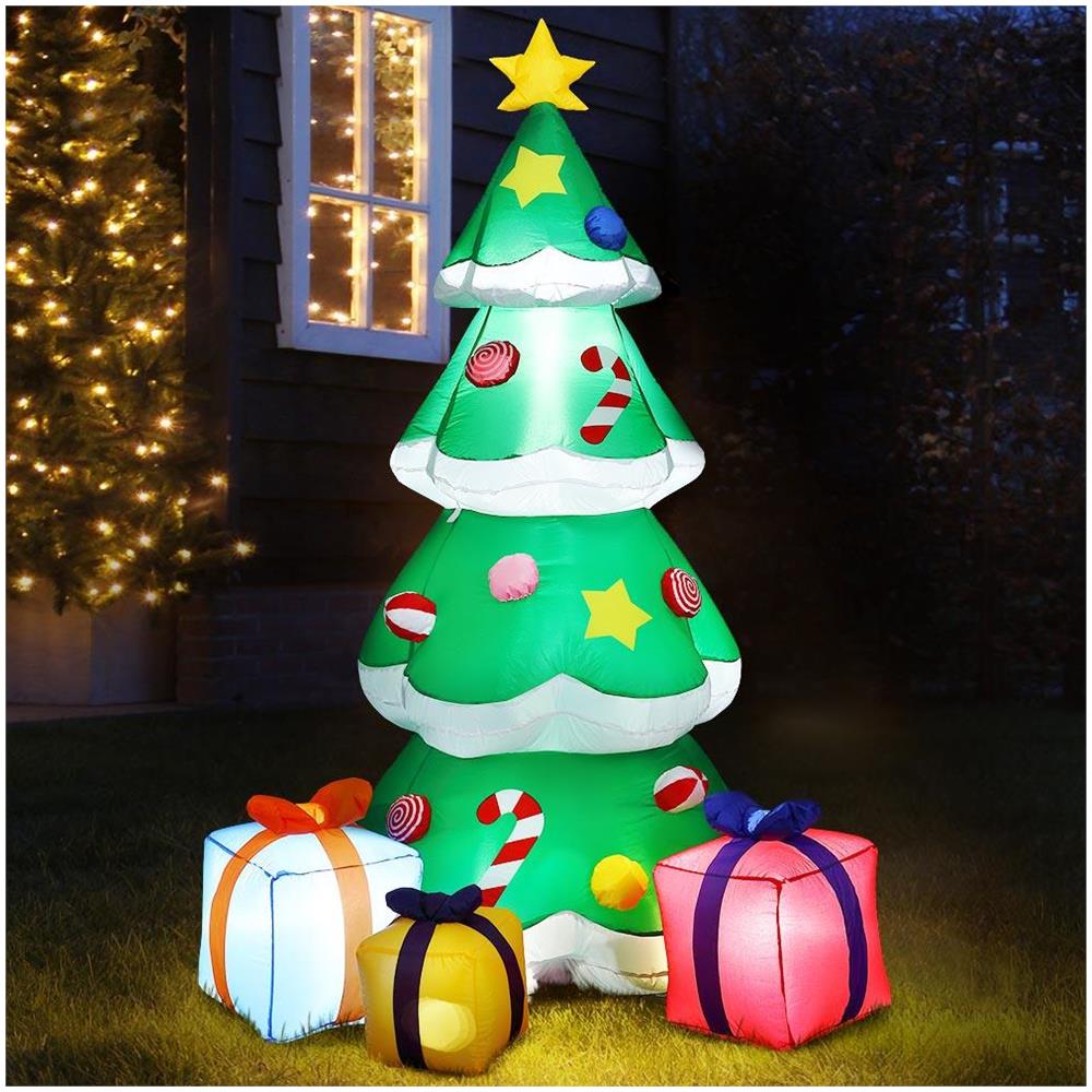 Gonfiabile Albero di Natale Regali 210cm Luci LED Decorazioni Natalizie Esterno - Foto 1