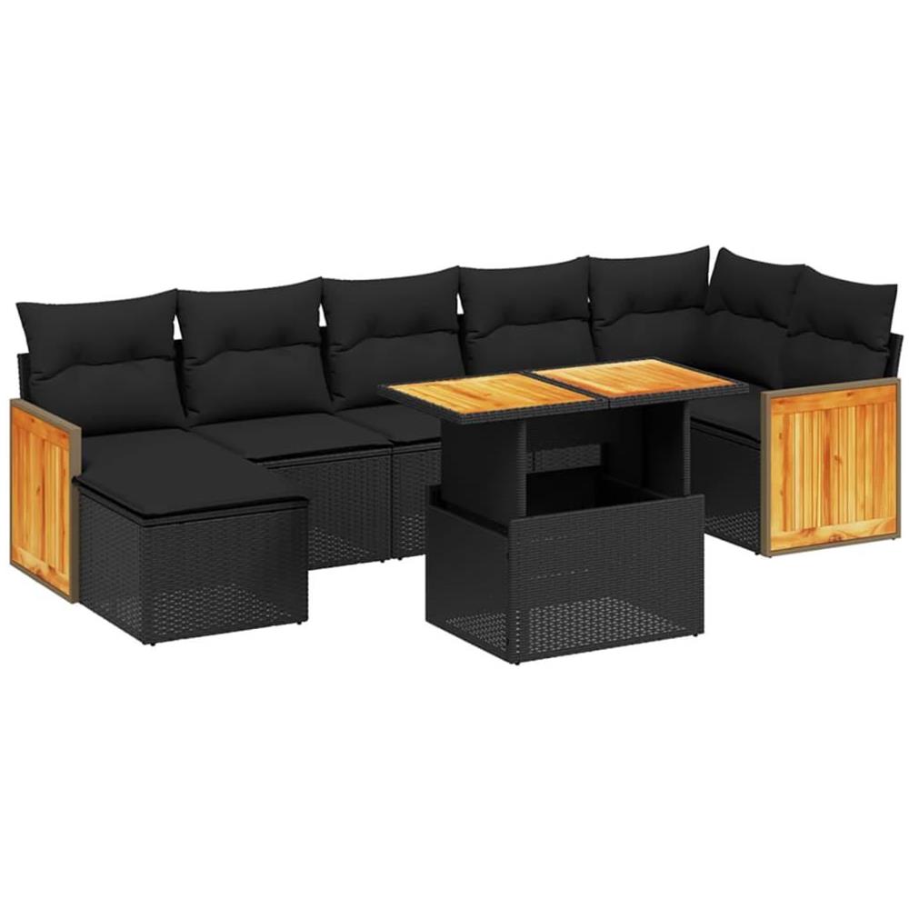 Set Divani da Giardino con Cuscini 8 pz Nero in Polyrattan - Foto 1