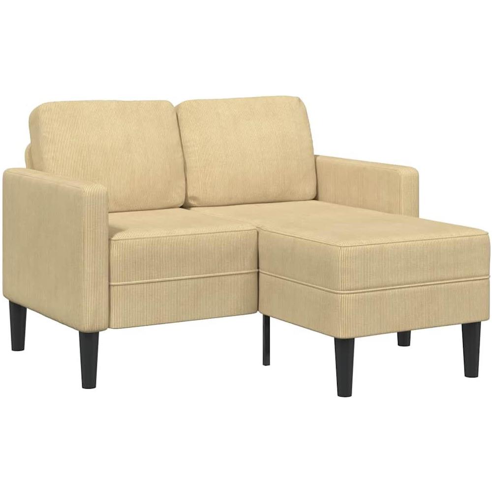 Divano 2 Posti con Chaise a L Verde Chiaro Grigio 125 cm Lino - Foto 1