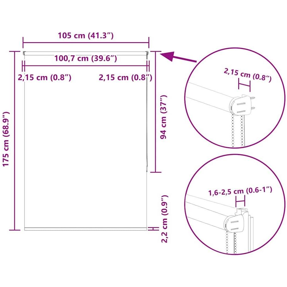 Tenda a Rullo Oscurante 105x175 cm Larghezza Tessuto 100,7 cm - Foto 10