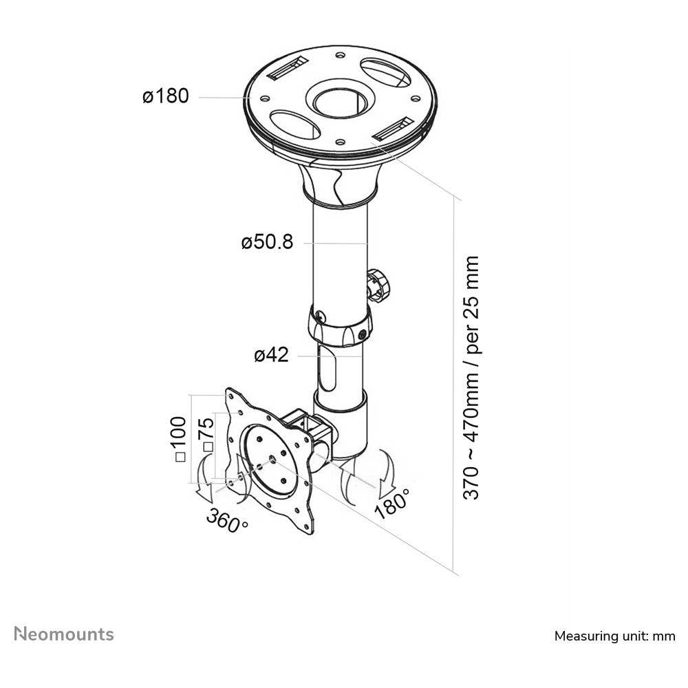 FPMA-C025SILVER Supporto da Soffitto per Schermi LCD /LED /TFT - Foto 6