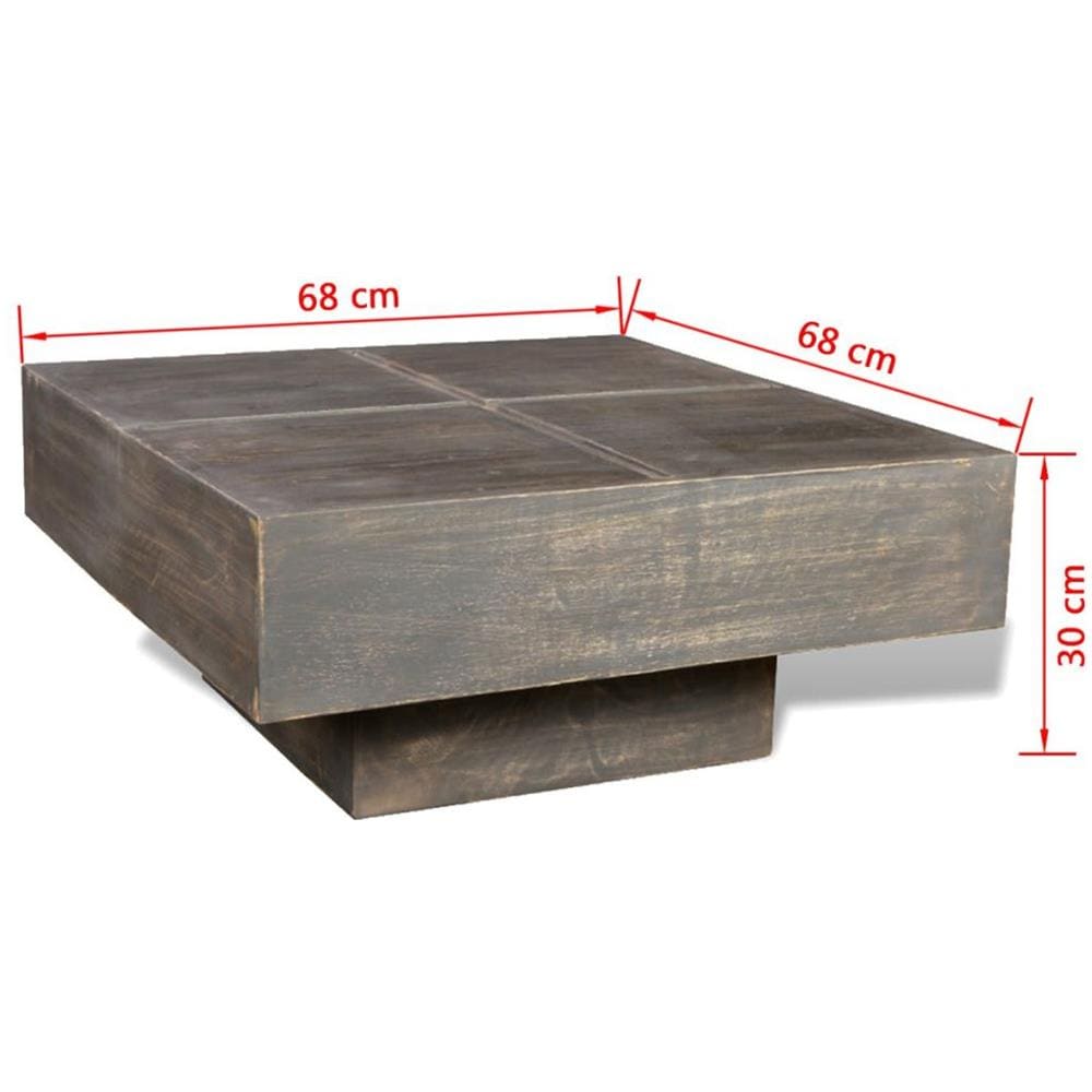 Tavolino Marrone Scuro Quadrato in Legno Massello di Mango - Foto 13