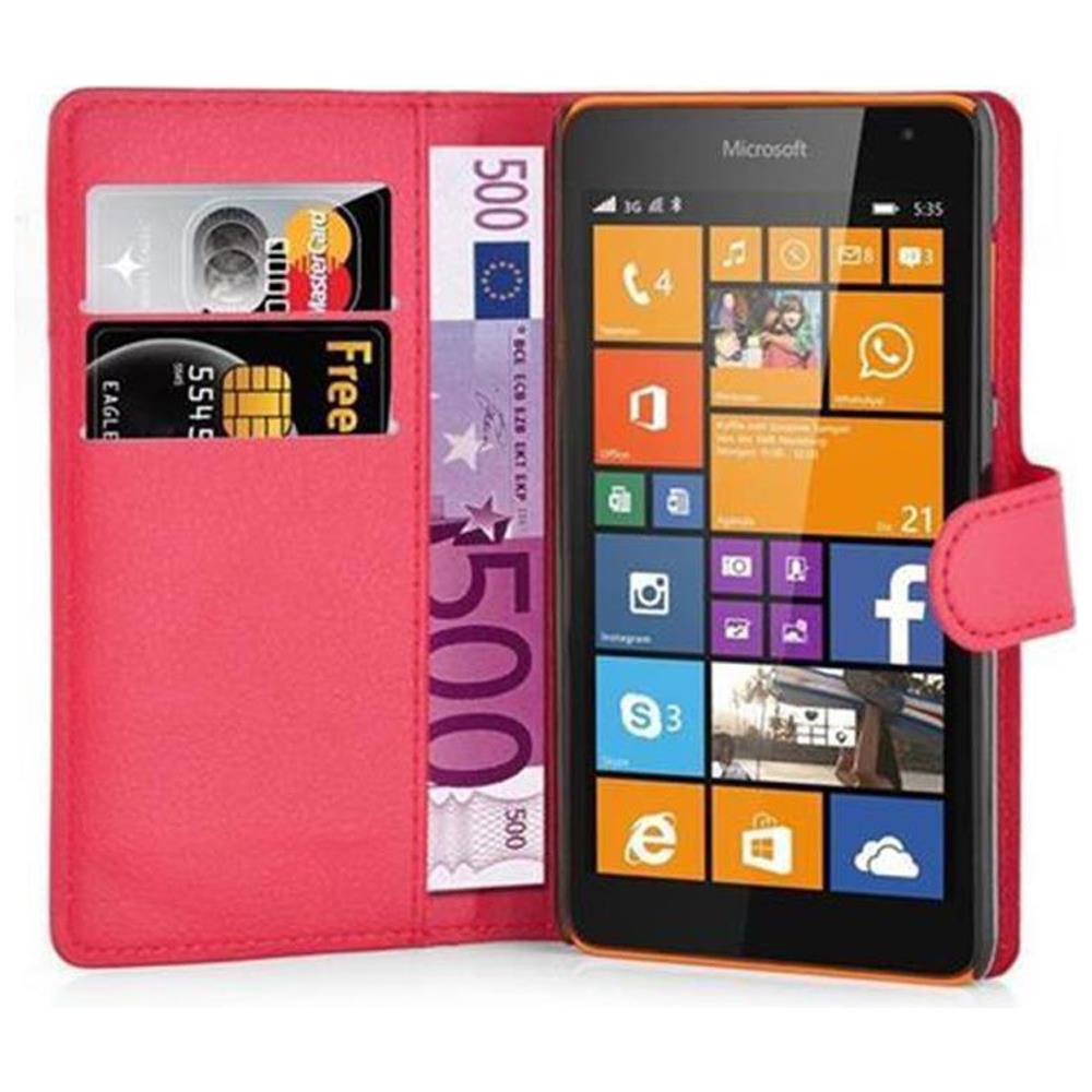 Custodia Compatibile Con Nokia Lumia 535 In Rosso Carminio - Coperchio Protettiva Con Chiusura Magnetica, Funzione Stand E Tasca Per Le Carte - Foto 1