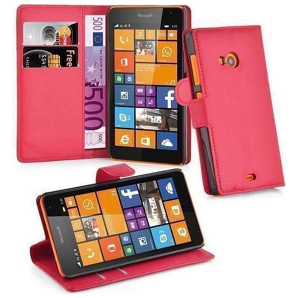 Custodia Compatibile Con Nokia Lumia 535 In Rosso Carminio - Coperchio Protettiva Con Chiusura Magnetica, Funzione Stand E Tasca Per Le Carte - Foto 4