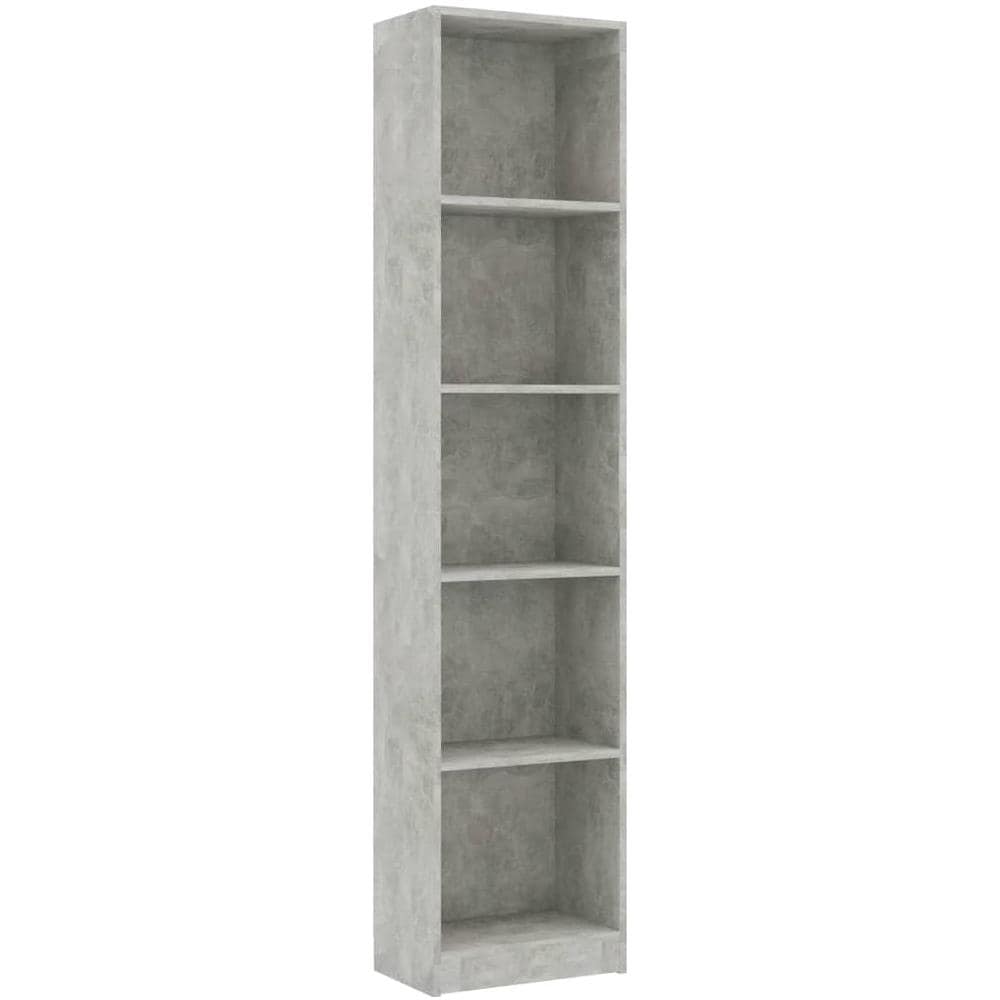 Libreria 5 Ripiani Grigio Cemento 40x24x175cm Legno Multistrato - Foto 2