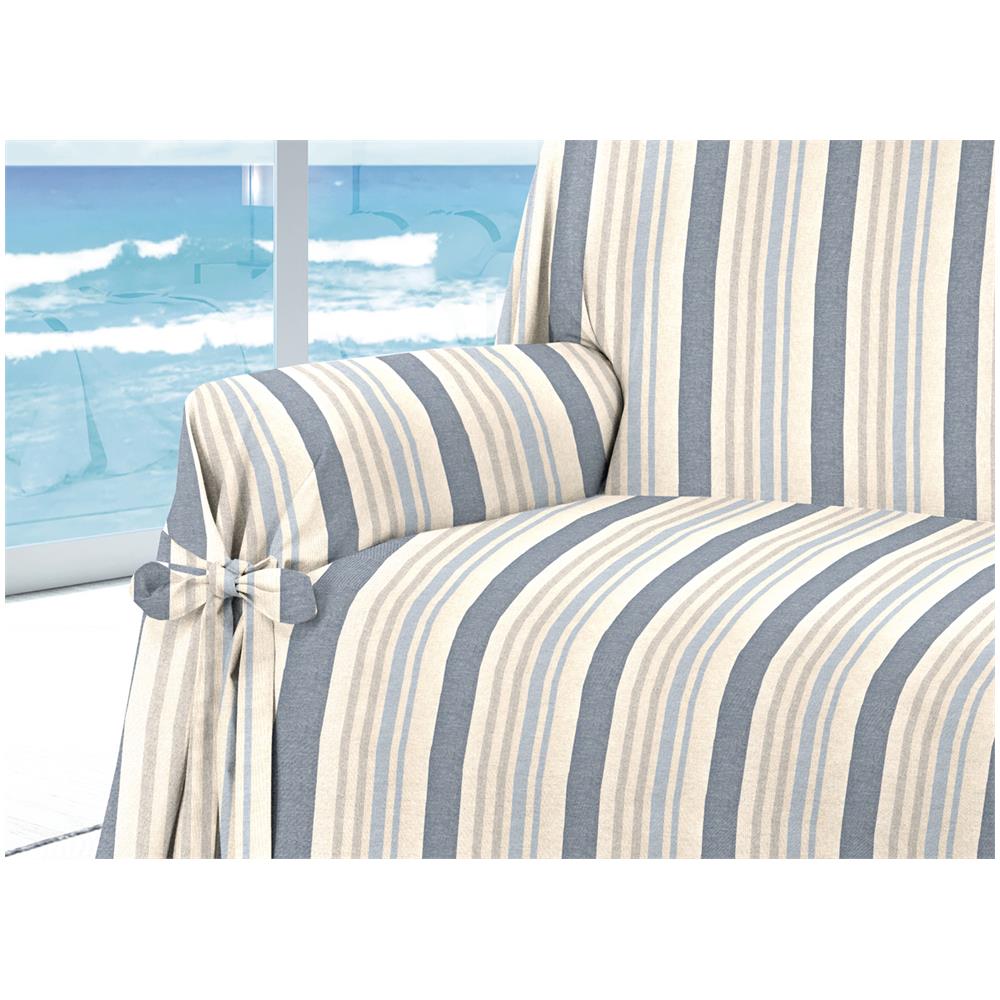 Copridivano Fodera Telo Protezione Divano Con Laccetti Fiocco Riviera Blu 2 Posti Blu - Foto 2