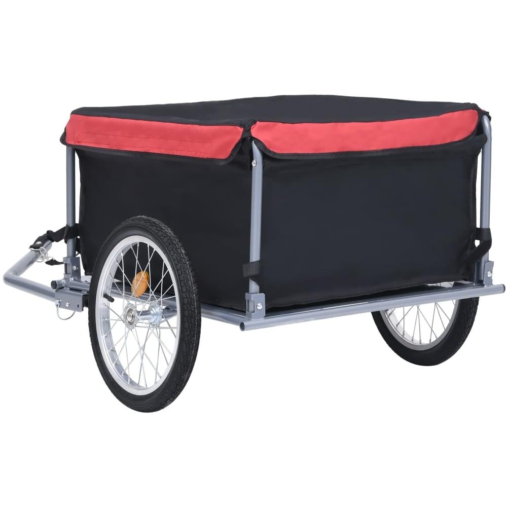 Rimorchio Da Bici Per Il Trasporto Di Merci Nero E Rosso 65 Kg - Foto 3