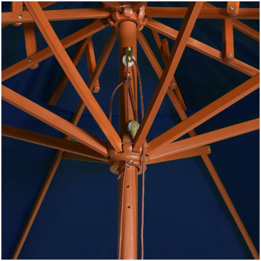 Ombrellone a Due Livelli con Palo in Legno 270 cm Blu - Foto 3