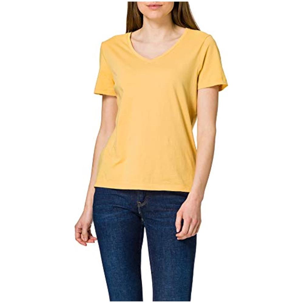 Lightweight Essential Vee Tee T-shirt, Ocra, S Donna - Foto 1