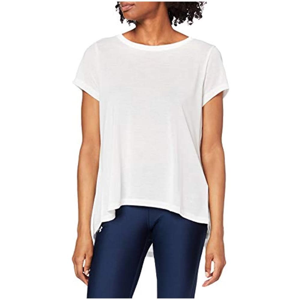Ua Whisperlight Ss Foldover, Maglia A Maniche Corte Donna, Bianco (onyx White / onyx White / tonal), S - Foto 1