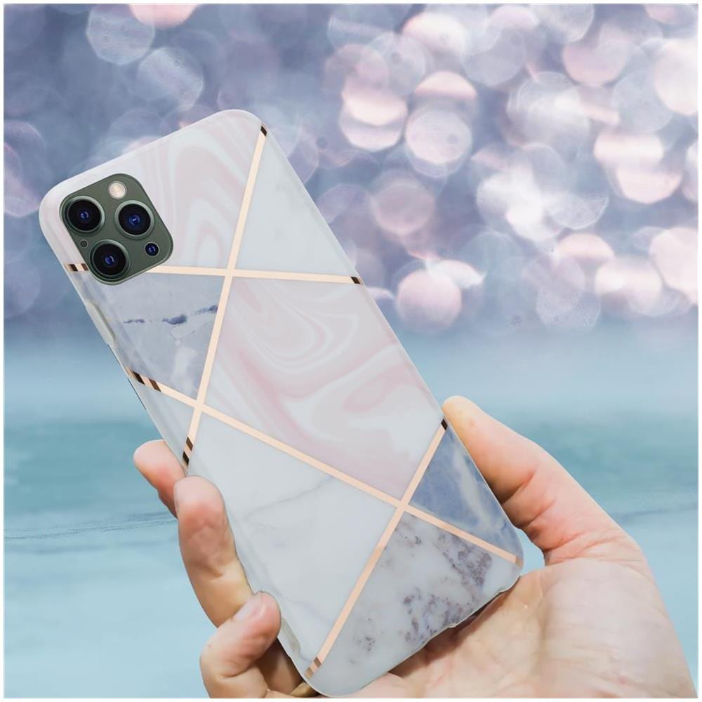 Custodia Compatibile Con Apple Iphone 12 Pro Max (6,7 Zoll) In Marmo Rosa Oro Bianco No. 9 - Coperchio Protettivo In Silicone Tpu Con Motivo A Mosaico - Foto 8