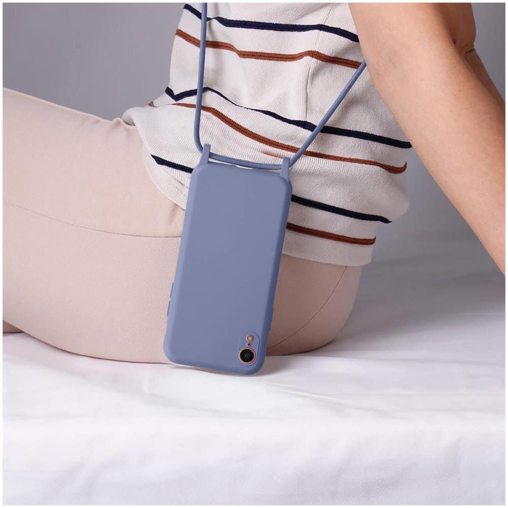 Cover Semirigida Per Iphone Xr Cordino Nylon 80 Cm Viola Chiaro - Foto 2
