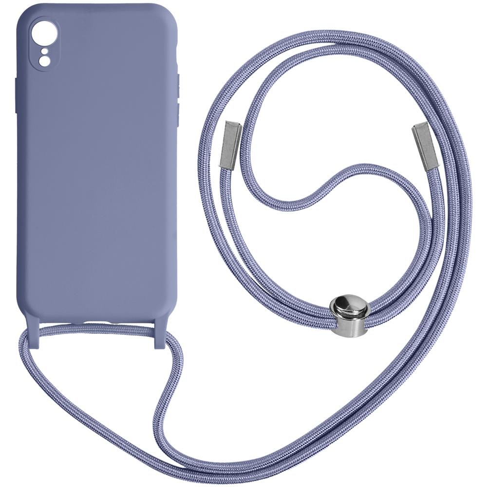 Cover Semirigida Per Iphone Xr Cordino Nylon 80 Cm Viola Chiaro - Foto 1