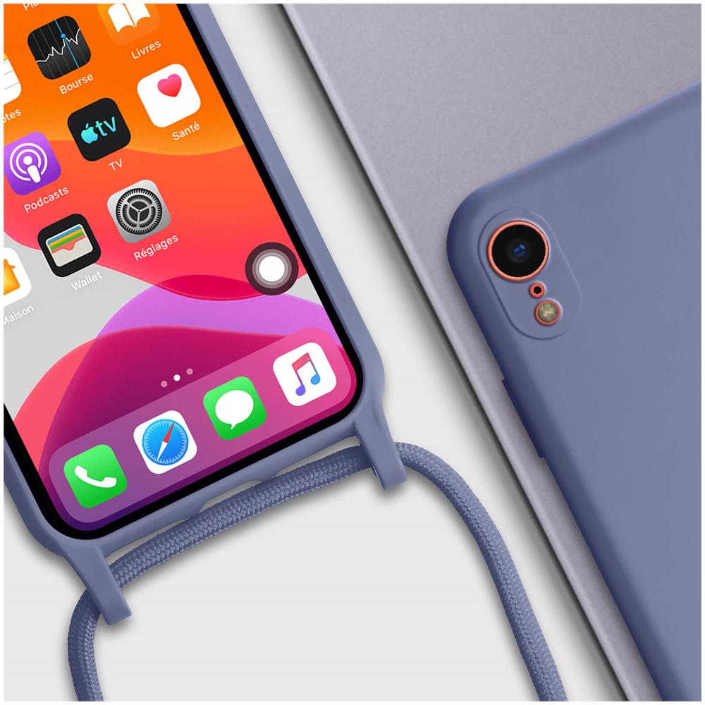 Cover Semirigida Per Iphone Xr Cordino Nylon 80 Cm Viola Chiaro - Foto 5