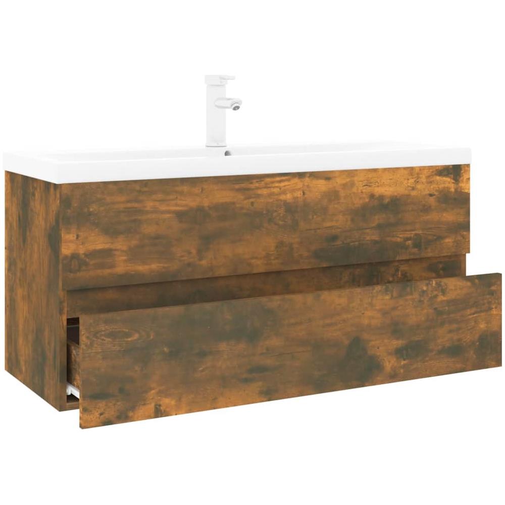 Mobile Bagno Con Lavabo Integrato Rovere Fumo Legno Multistrato - Foto 3