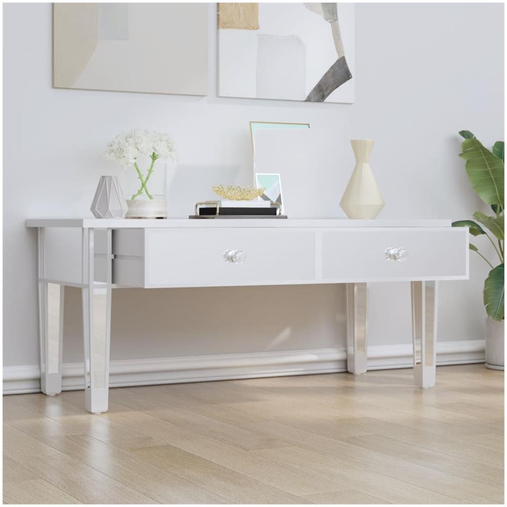 Tavolino Salotto A Specchio 106x45x45cm Legno Multistrato Vetro - Foto 3