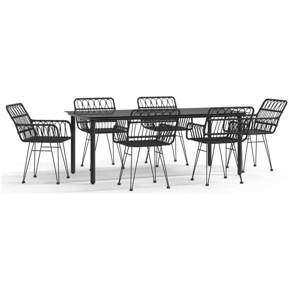 Set Da Pranzo Da Giardino 7 Pz Nero In Polyrattan - Foto 2