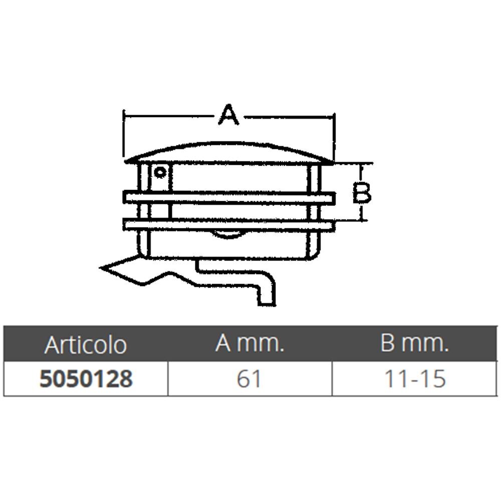 Alzapagliolo In Nylon Bianco, Con Maniglia A Molla E Fermo A Scatto.completo Di Squadretta Di Battuta In Acciaio Inox, Anelli In Gomma Dispessore Mm. 3/6/9, Foro Mm. 50, Utilizzabile Per Spessori Da Mm. 11 A Mm. 15. - Foto 2
