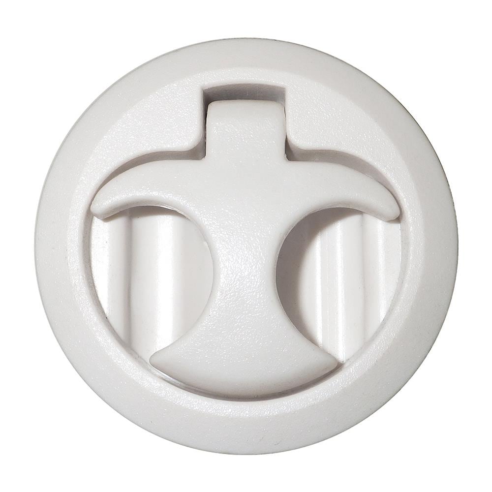 Alzapagliolo In Nylon Bianco, Con Maniglia A Molla E Fermo A Scatto.completo Di Squadretta Di Battuta In Acciaio Inox, Anelli In Gomma Dispessore Mm. 3/6/9, Foro Mm. 50, Utilizzabile Per Spessori Da Mm. 11 A Mm. 15. - Foto 1