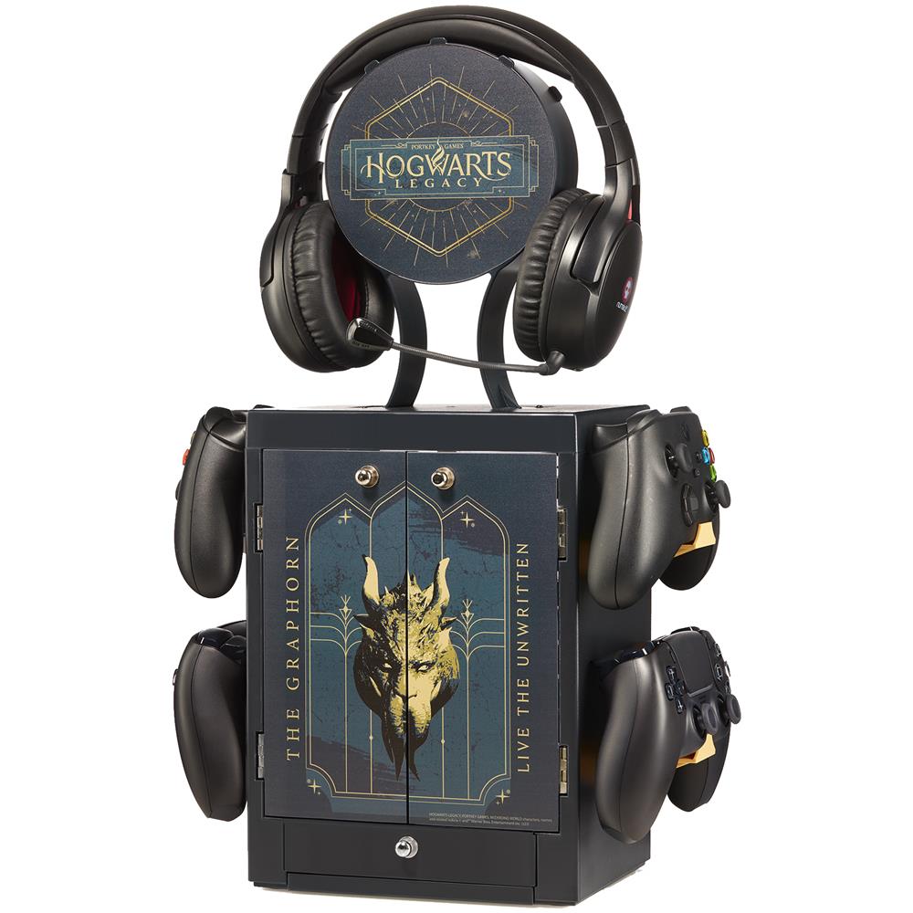Armadietto Da Gioco Ispirato A Hogwarts Legacy Per 4 Controller - 10 Giochi Per Playstation O Xbox - 1 Auricolare - Foto 1