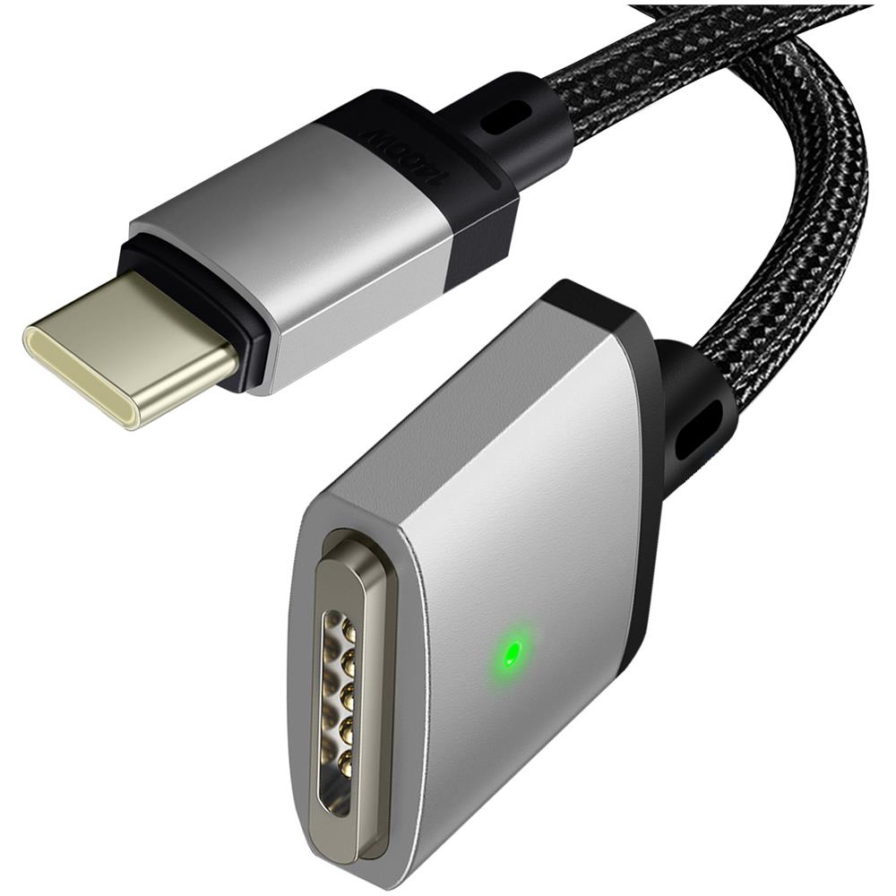 Cavo Da Usb-c A Magsafe 3 Per Macbook Pro E Air M2 Nylon 2m 140w Nero E Argento - Foto 2
