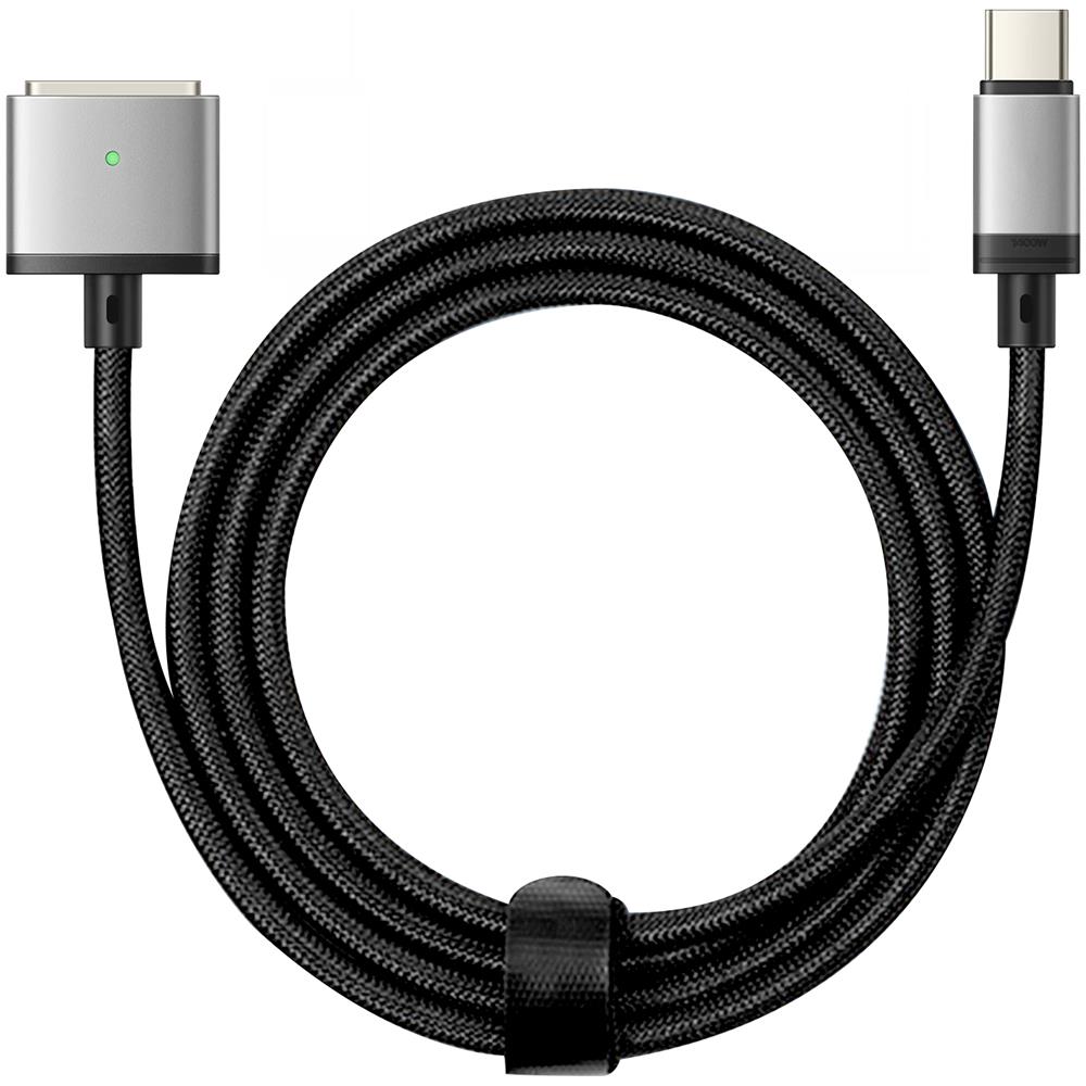 Cavo Da Usb-c A Magsafe 3 Per Macbook Pro E Air M2 Nylon 2m 140w Nero E Argento - Foto 1