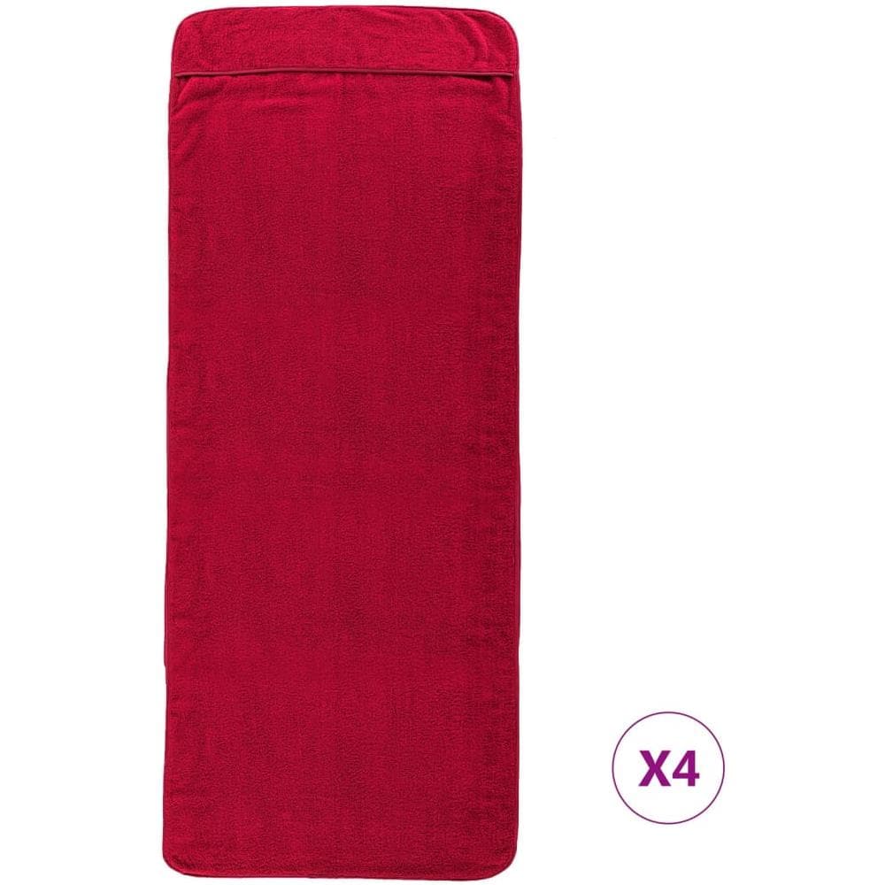 Asciugamani Da Spiaggia 4 Pz Borgogna 60x135 Cm Tessuto 400 Gsm - Foto 3