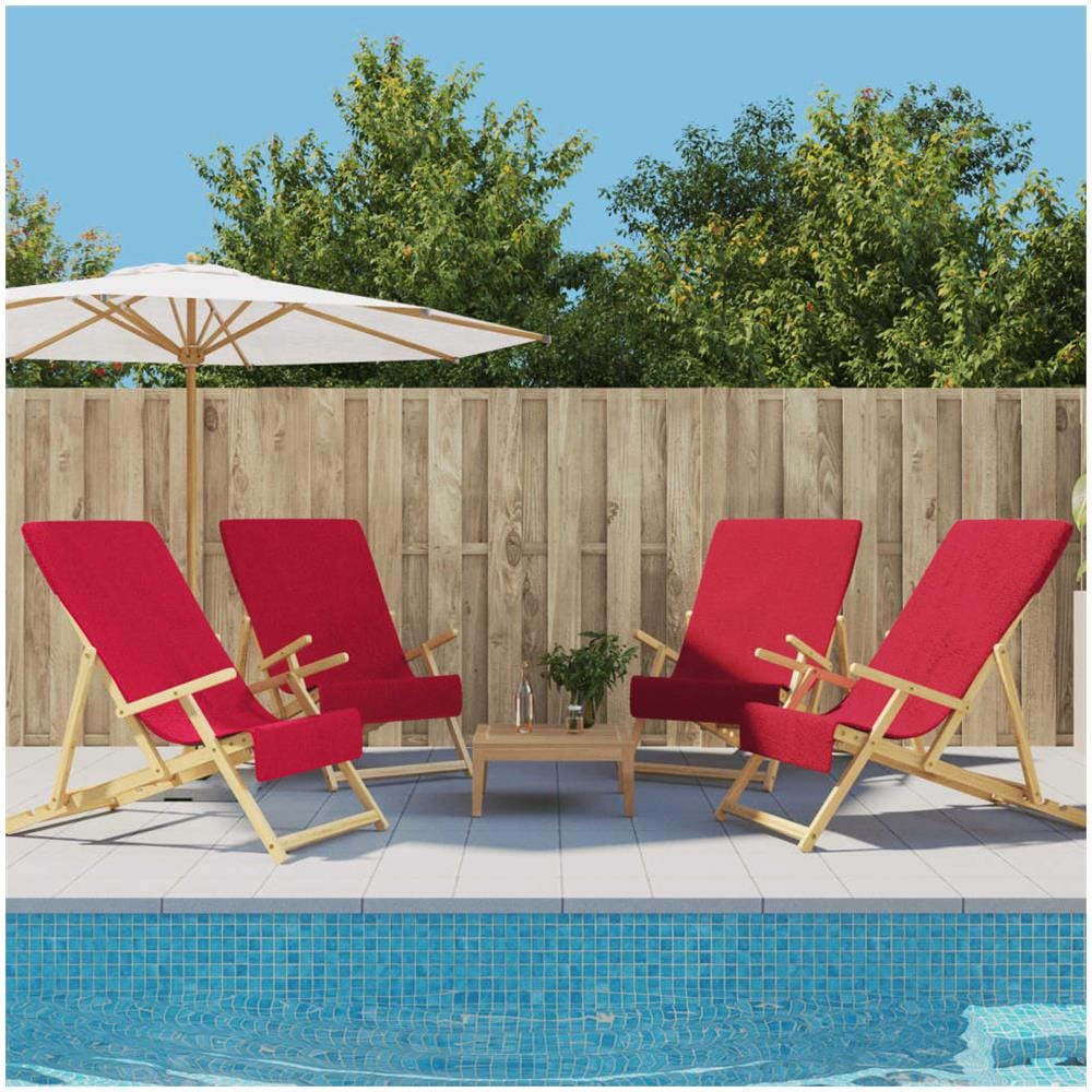 Asciugamani Da Spiaggia 4 Pz Borgogna 60x135 Cm Tessuto 400 Gsm - Foto 1