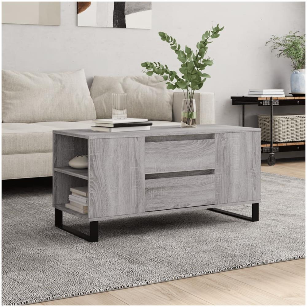Tavolino Salotto Grigio Sonoma 102x44,5x50 Cm Legno Multistrato - Foto 1