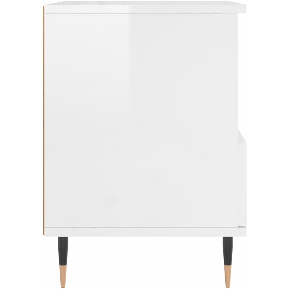 Comodini 2pz Bianco Lucido 40x35x50 Cm In Legno Multistrato - Foto 2