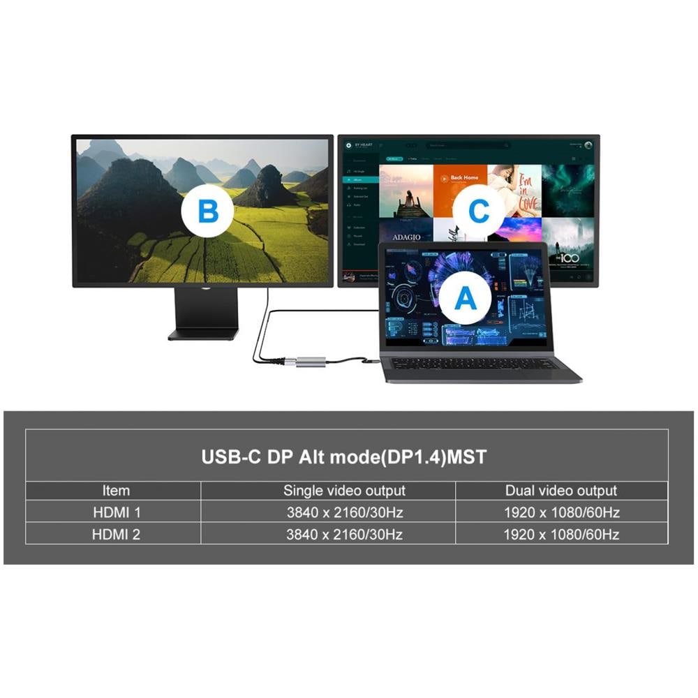 DONN13G replicatore di porte e docking station per laptop Cablato USB 3.2 Gen 1 (3.1 Gen 1) Type-C Grigio - Foto 8